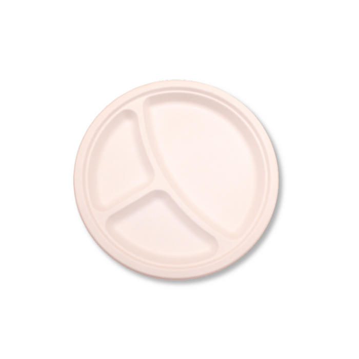 9" Fiber Plate - 3 Compartment (500pcs) | Compostable | PFAS-Free