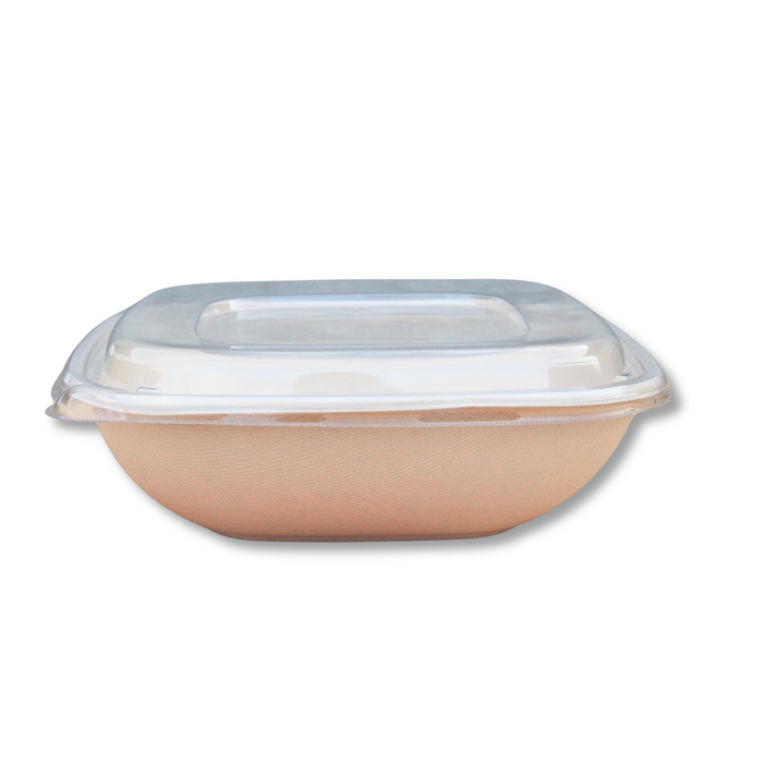 Clear Lid for Square Fiber Bowls (300pcs) | Take-Out Containers | Secure Fit