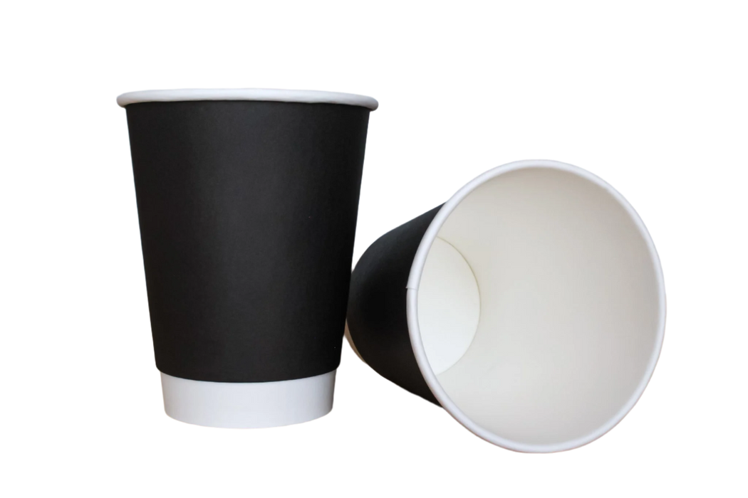 Black 12oz Double Wall Paper Hot Cup (500pcs) | Disposable Paper Cup