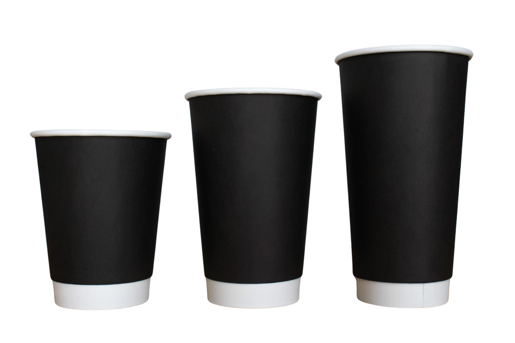 Black 12oz Double Wall Paper Hot Cup (500pcs) | Disposable Paper Cup