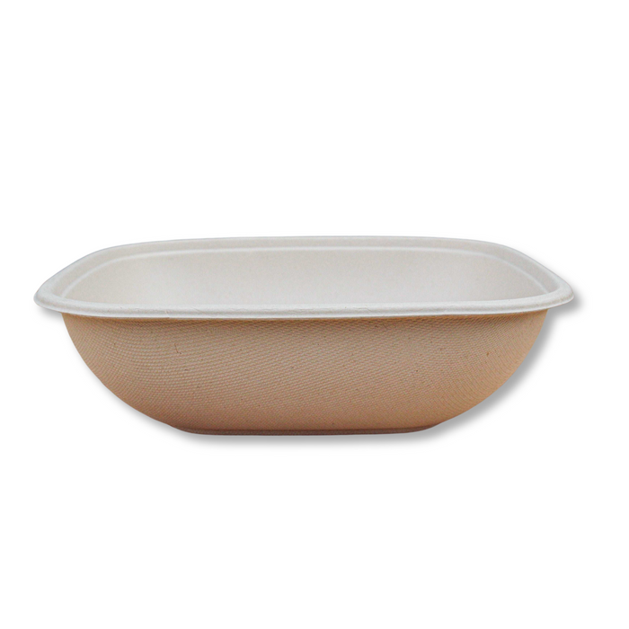 48oz Deep Square Fiber Bowl (300pcs) | Take-Out Container | Compostable