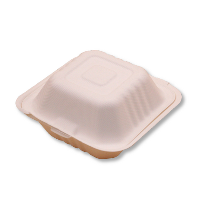 6" x 6" Bagasse Clamshell (500pcs) | Compostable | PFAS-Free