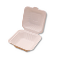 6" x 6" Bagasse Clamshell (500pcs) | Compostable | PFAS-Free