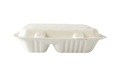 9" x 6" 2-Compartment Bagasse Clamshell