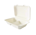 9" x 6" Bagasse Clamshell 2-Compt (250pcs) | Compostable | PFAS-Free