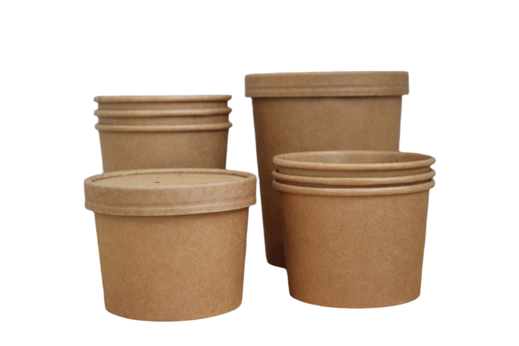 26oz Kraft Paper Soup Container (500pcs) | Take-Out | Round Paper Container