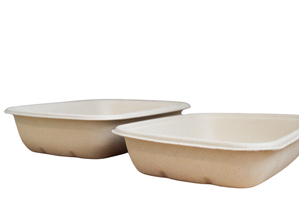 24oz Rectangular Compostable Fiber Container (300pcs) | Take Out | PFAS-Free