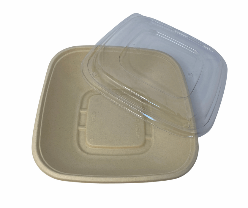 PET Lid for Molded Fiber Square Bowl - This Element Inc.