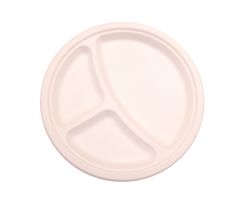 10" Molded Fiber Plate -  3 Compartment - 500 count - This Element Inc.
