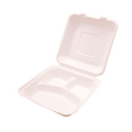 9" x 9" Molded Fiber Clamshell 3-Compt (200pcs) | Compostable | PFAS-Free