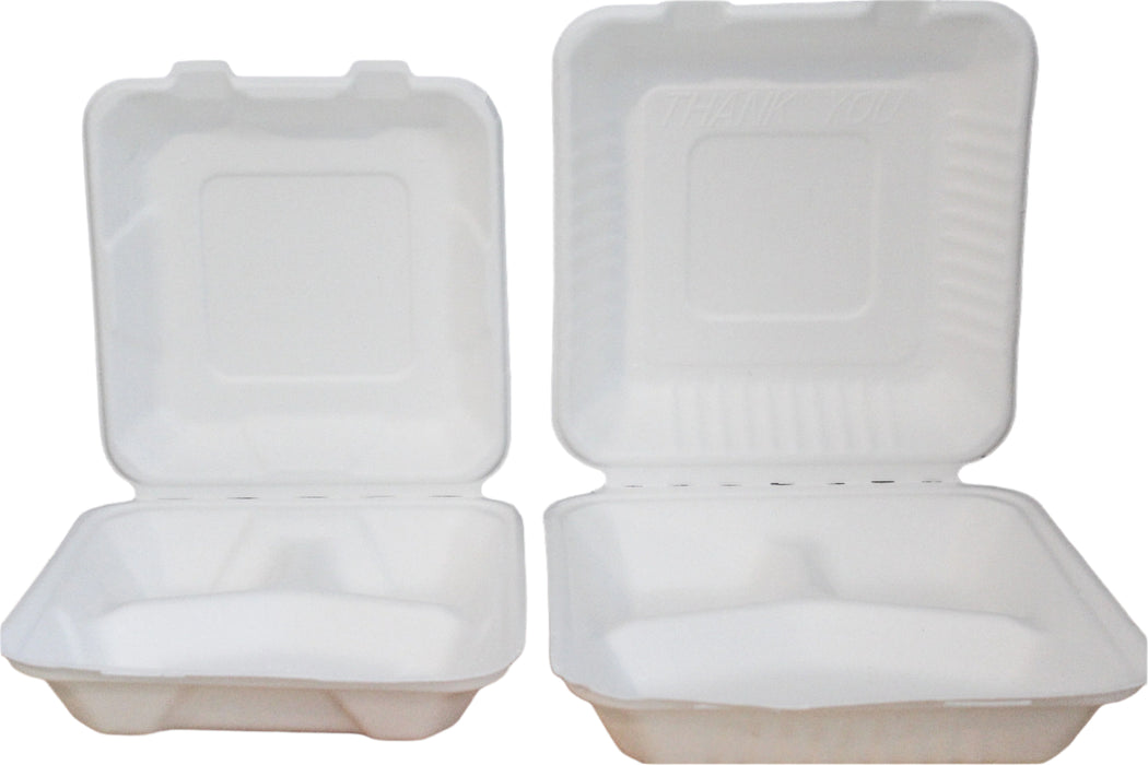 9" Clamshell 3-Compartment Molded Fiber (200pcs) - This Element Inc.